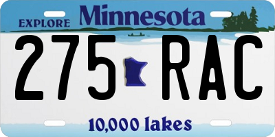 MN license plate 275RAC