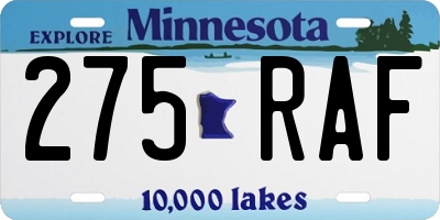 MN license plate 275RAF