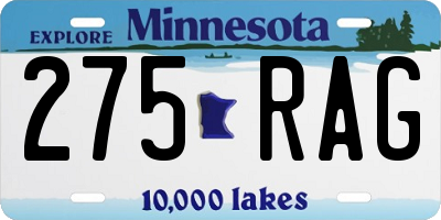 MN license plate 275RAG