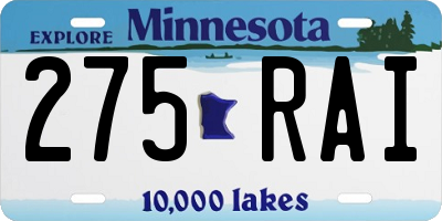 MN license plate 275RAI