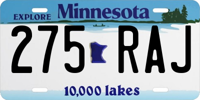 MN license plate 275RAJ
