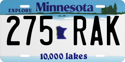 MN license plate 275RAK