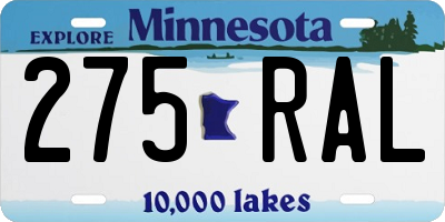 MN license plate 275RAL