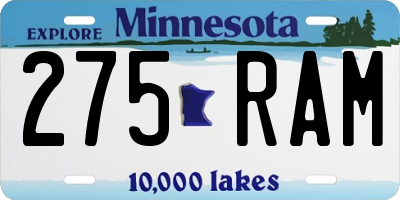 MN license plate 275RAM