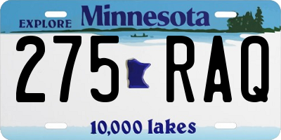 MN license plate 275RAQ
