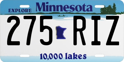 MN license plate 275RIZ