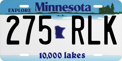 MN license plate 275RLK