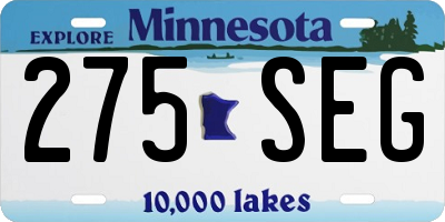MN license plate 275SEG