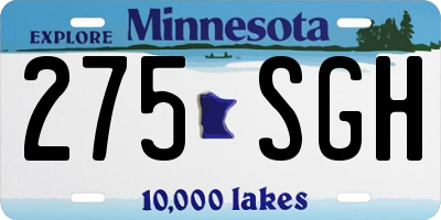 MN license plate 275SGH