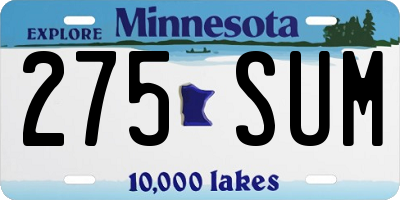 MN license plate 275SUM