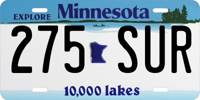 MN license plate 275SUR