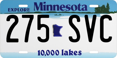 MN license plate 275SVC