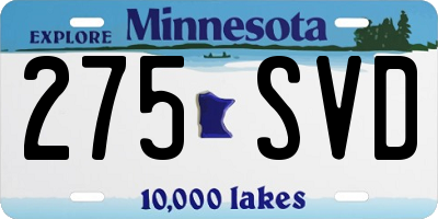 MN license plate 275SVD