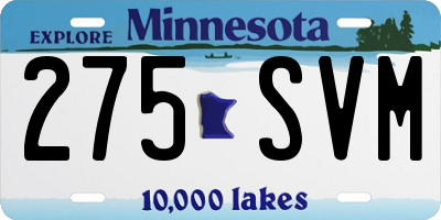 MN license plate 275SVM
