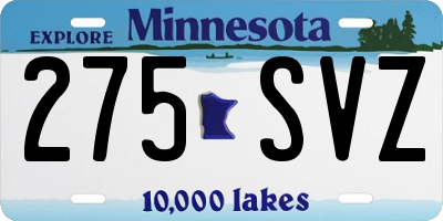 MN license plate 275SVZ