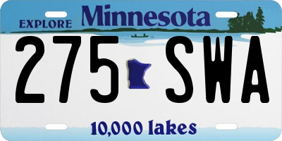 MN license plate 275SWA