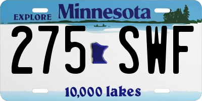 MN license plate 275SWF