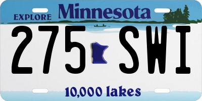 MN license plate 275SWI