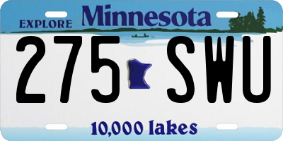 MN license plate 275SWU