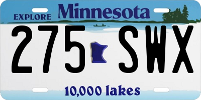 MN license plate 275SWX