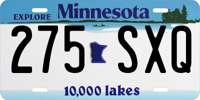MN license plate 275SXQ