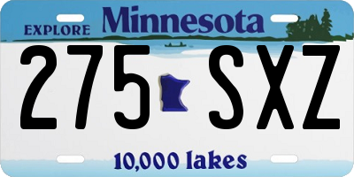 MN license plate 275SXZ
