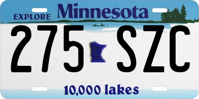 MN license plate 275SZC