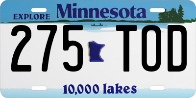 MN license plate 275TOD