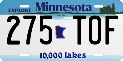MN license plate 275TOF