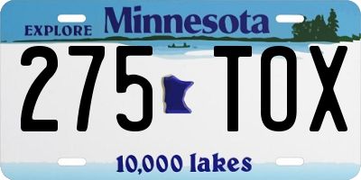 MN license plate 275TOX