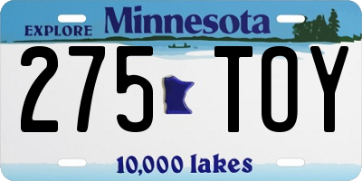 MN license plate 275TOY