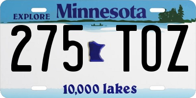MN license plate 275TOZ