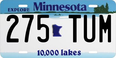MN license plate 275TUM