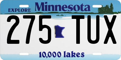 MN license plate 275TUX