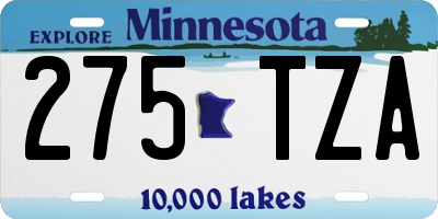 MN license plate 275TZA