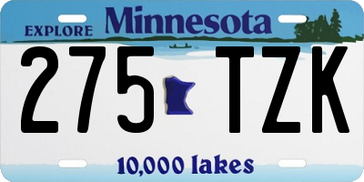 MN license plate 275TZK