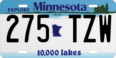 MN license plate 275TZW