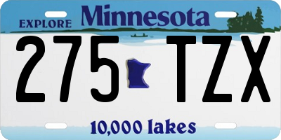 MN license plate 275TZX