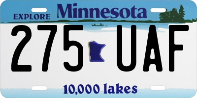 MN license plate 275UAF