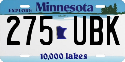 MN license plate 275UBK