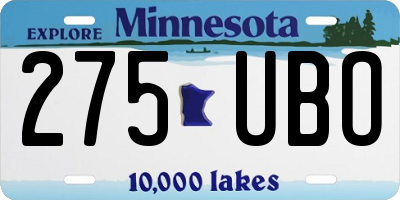 MN license plate 275UBO