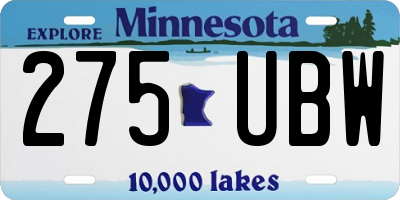 MN license plate 275UBW