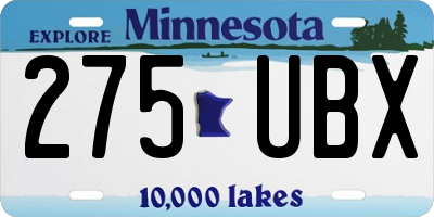 MN license plate 275UBX