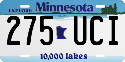 MN license plate 275UCI