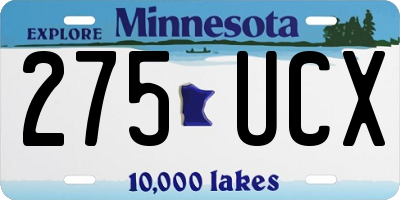 MN license plate 275UCX