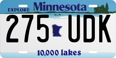 MN license plate 275UDK