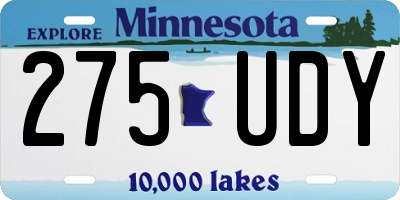 MN license plate 275UDY
