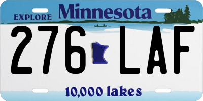 MN license plate 276LAF