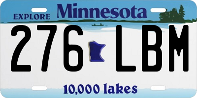 MN license plate 276LBM