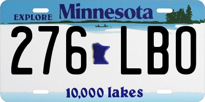 MN license plate 276LBO